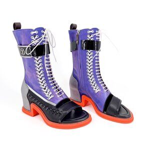 Louis Vuitton Moonlight Lace-Up Boots Size 37.5 US 7.5 Women’s Purple Satin